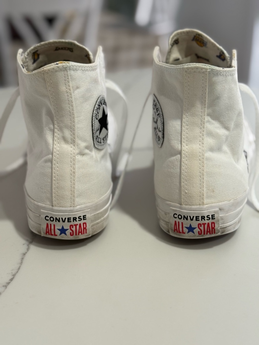 Converse NBA LA Lakers White Purple High-Top Sneakers very good condition. - Picture 4 of 16